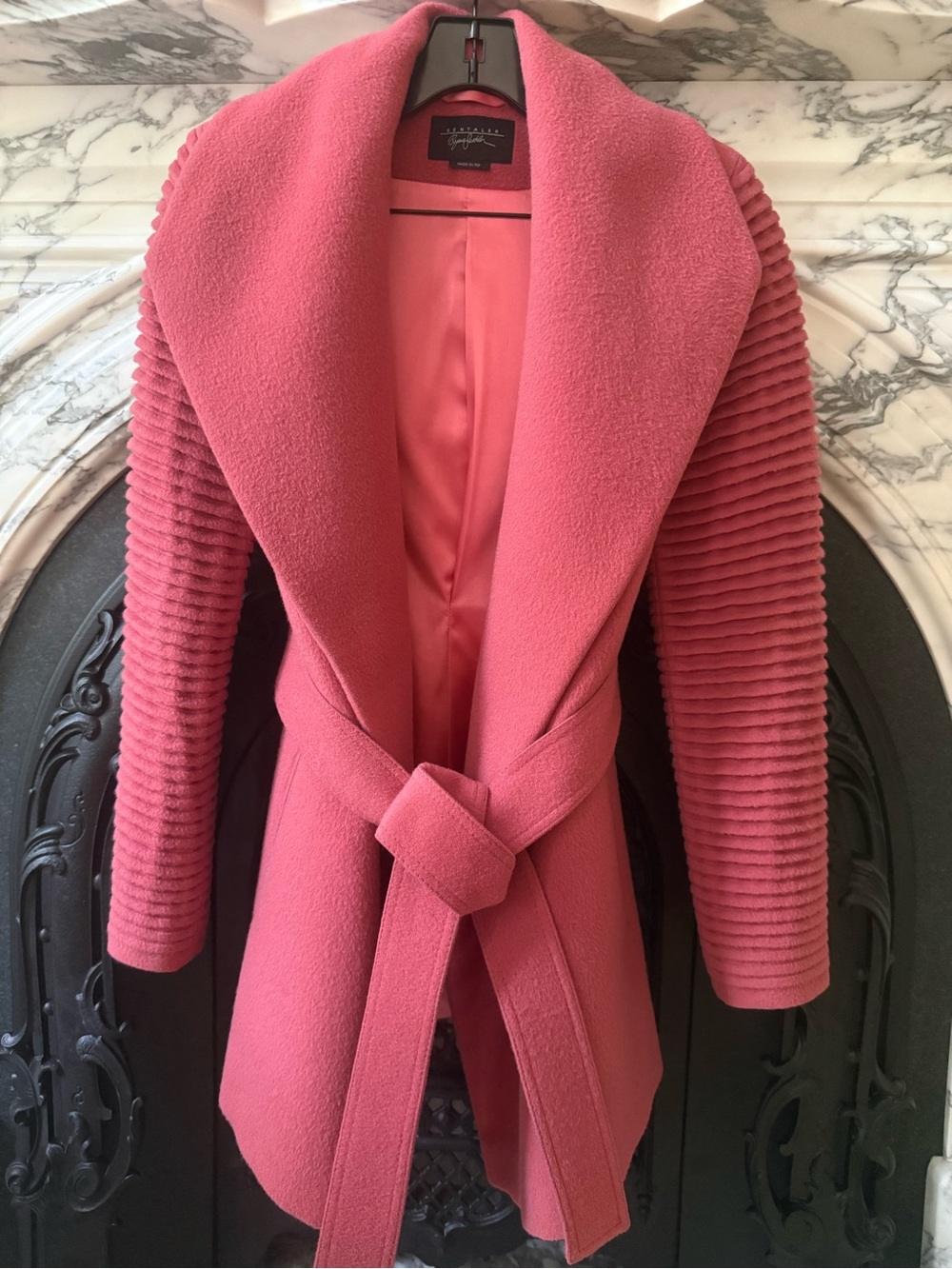 Sentaler Alpaca Wool Mid Length Shawl Collar Wrap Coat XS